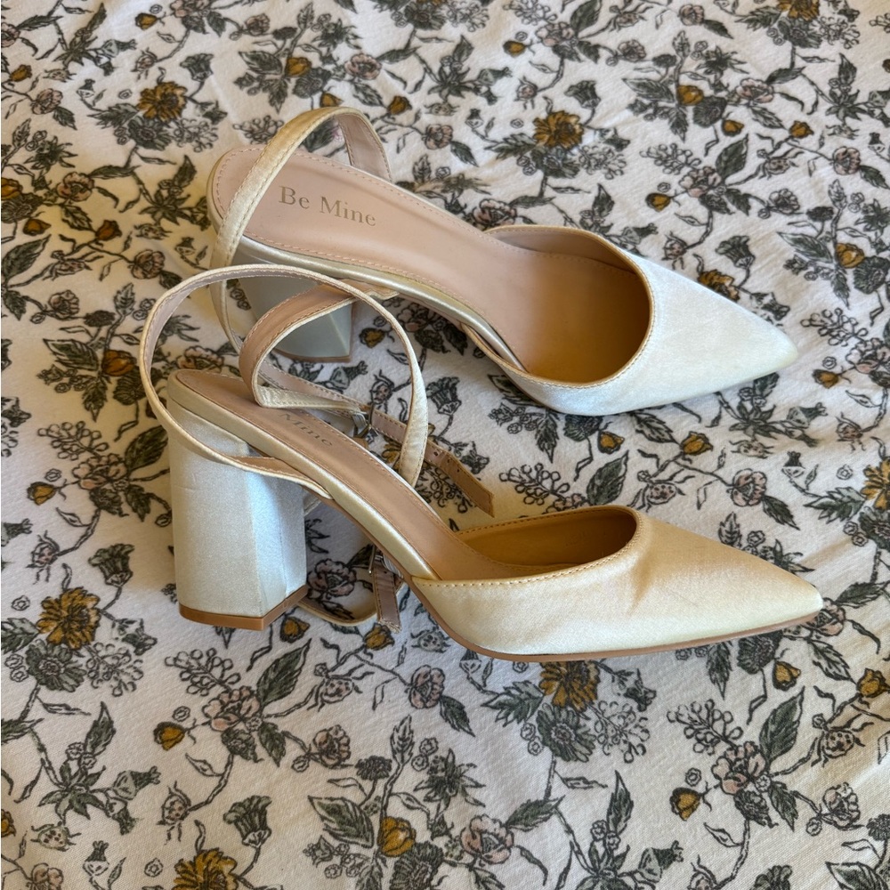 Women's White Block Heel Shoes